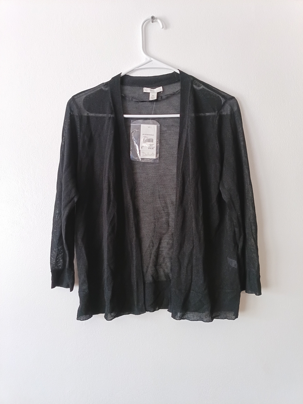 C EST. 1946 Lightweight Open-Front Black Cardigan Size Medium Women's